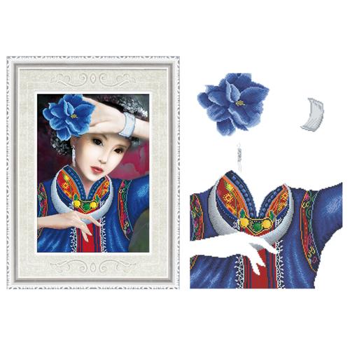 全彩ab新產(chǎn)品鉆石繡鉆石畫(huà)廠家批發(fā)苗寨少女